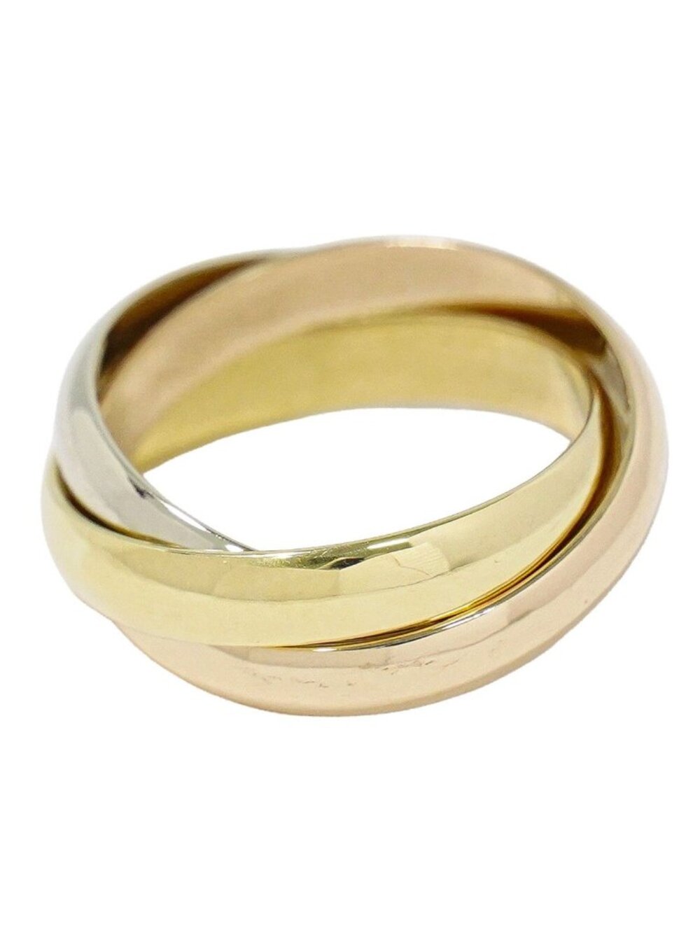 Cartier Trinity 18K Yellow Gold Ring 51 White Pink